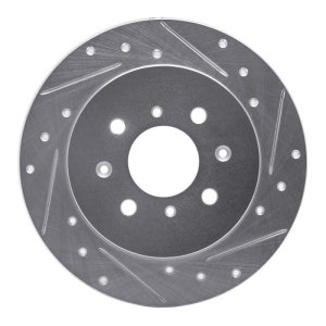 Acura EL Brake Rotor (1) - Rear Right - R1 Concepts - Drilled & Slotted - Silver - `01-`05